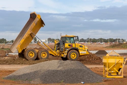 Heavy construction vehicle on a job site